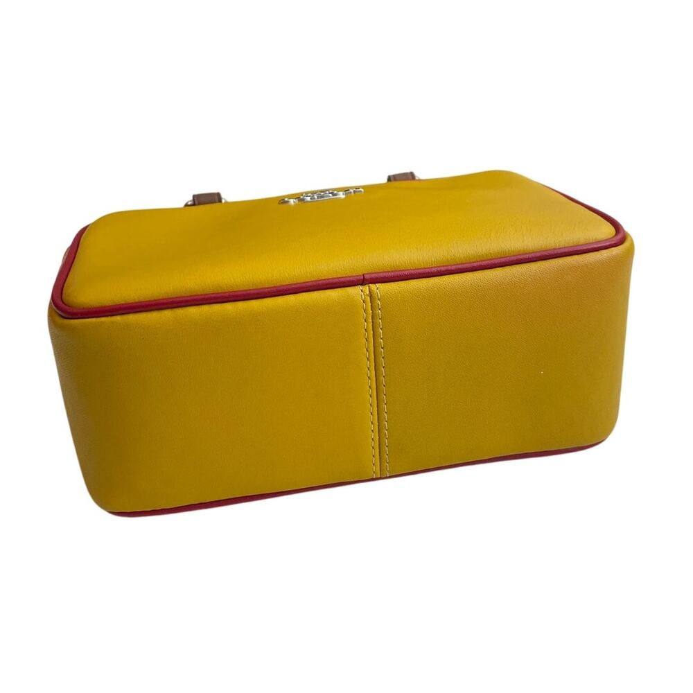 COACH Leather Satchel Crossbody In Colorblock Yellow Gold, Brown, Red NWT - Picture 12 of 13